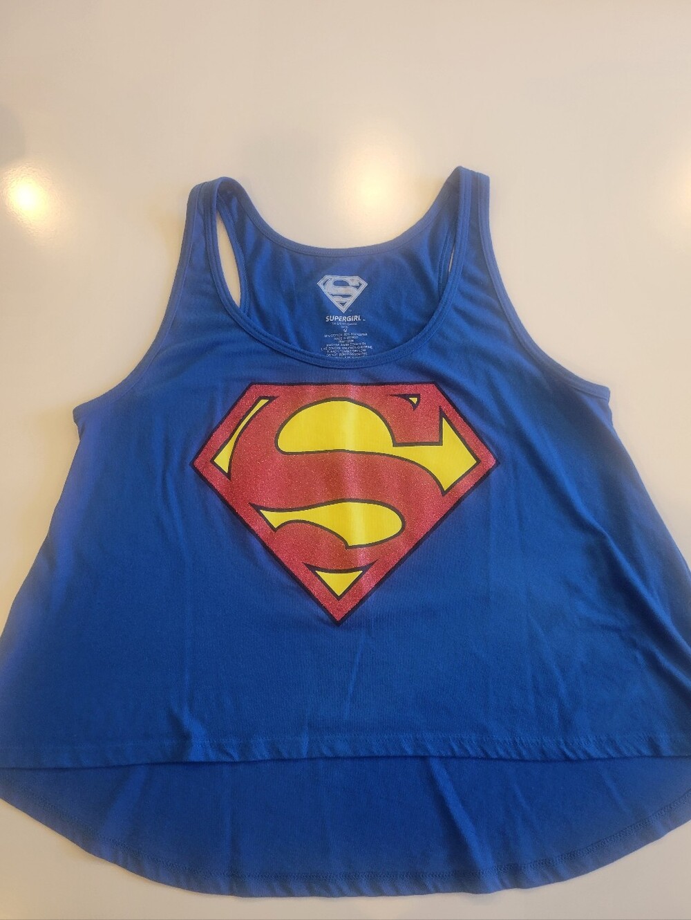 Women's Blue Superman Supergirl Logo Crop Tank Top